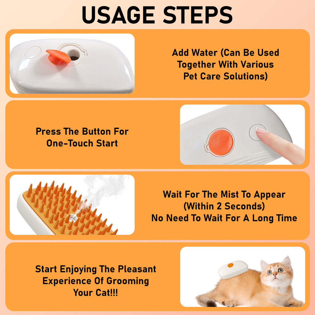 All-In-One Steam Pet Brush – Groom, Calm & Shine Instantly